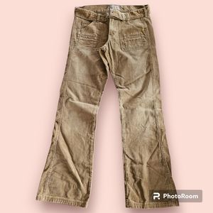 HOLLISTER corduroy pants tan brown women's size 8 belted embroidery on belt